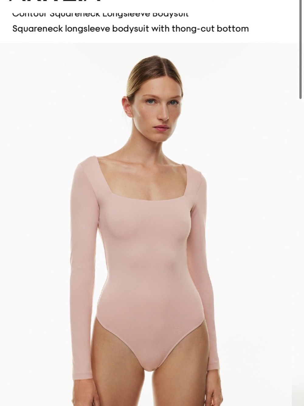Aritzia Contour Square Neck Long Sleeve Bodysuit - Blush Pink